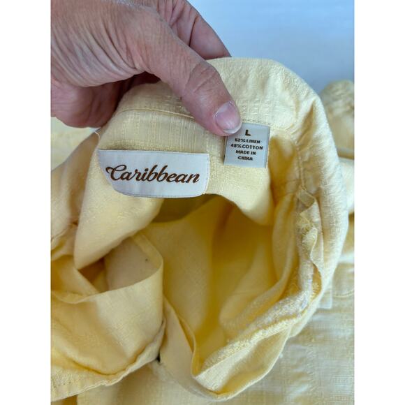 MENS VINTAGE CARIBBEAN JOE XL TEXTURED CLOTH ‘WOOD’ BUTTONS HAWAIIAN SHIRT - Picture 4 of 5